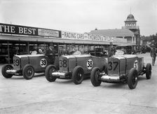 Talbot 105s of John Cobb and Tim Rose-Richards at the BRDC 500 Mile Race, Brooklands, 1931. Artist: Bill Brunell