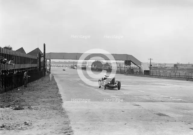 Talbot 95 Special of GA Wooding racing at Brooklands, 1938 or 1939. Artist: Bill Brunell.