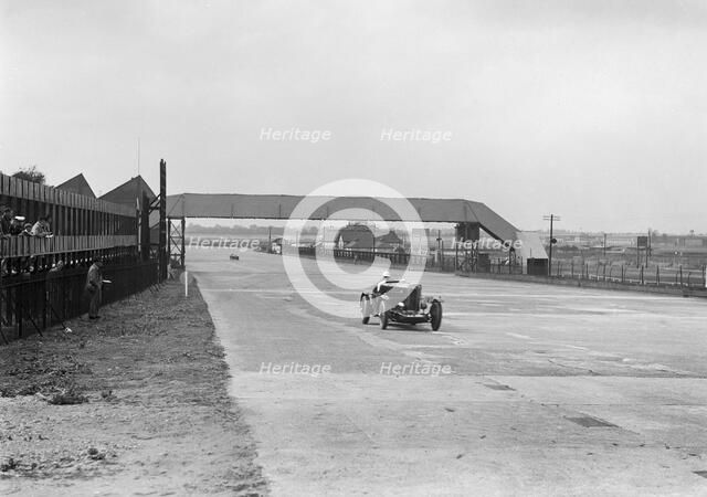 Talbot 95 Special of GA Wooding racing at Brooklands, 1938 or 1939. Artist: Bill Brunell.