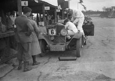 Talbot 90 of E and SJ Burt in the pits at the JCC Double Twelve race, Brooklands, May 1931. Artist: Bill Brunell