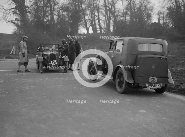 Talbot of EPH Jones and a MG 18/80 at the JCC Half-Day Trial, Ranmore Common, Surrey, 1930. Artist: Bill Brunell.