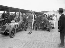 Talbot-Darracqs of Henry Segrave and Jules Moriceau, JCC 200 Mile Race, Brooklands, 1926. Artist: Bill Brunell