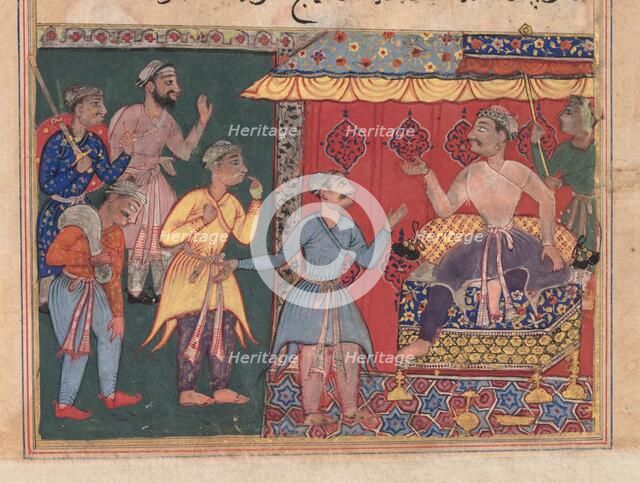 Tales of a Parrot (Tuti-nama): The Twelfth Night: King Bhojaraja tries in vain to ascertain..., c. 1 Creator: Unknown.