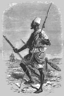 'Talibe equipped for fighting; Journey from the Senegal to the Niger 1875. Creator: Unknown