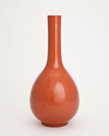 Tall coral-red vase, 1700-1799. Creator: Unknown