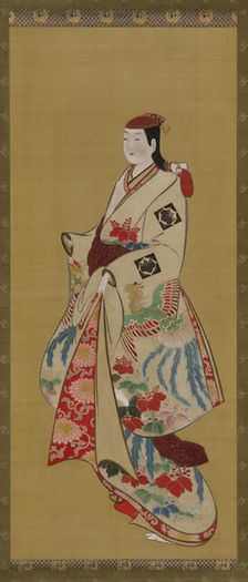 Tall girl; dress patterned with ho-o bird and kiri flowers, Edo period, 1615-1868. Creator: Unknown
