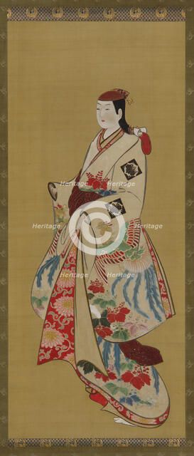 Tall girl; dress patterned with ho-o bird and kiri flowers, Edo period, 1615-1868. Creator: Unknown.
