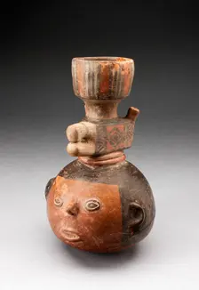 Tall Necked Jar in the Form of an Abstract Head with Animal Forms, A.D. 500/1000. Creator: Unknown