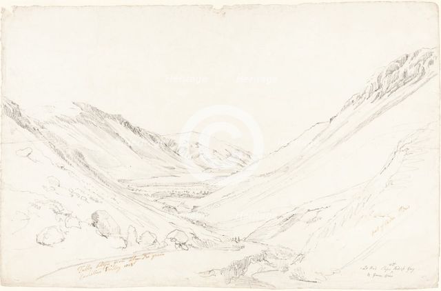 Tally Llyn from Llyn Trigrain, 1803. Creator: Cornelius Varley.