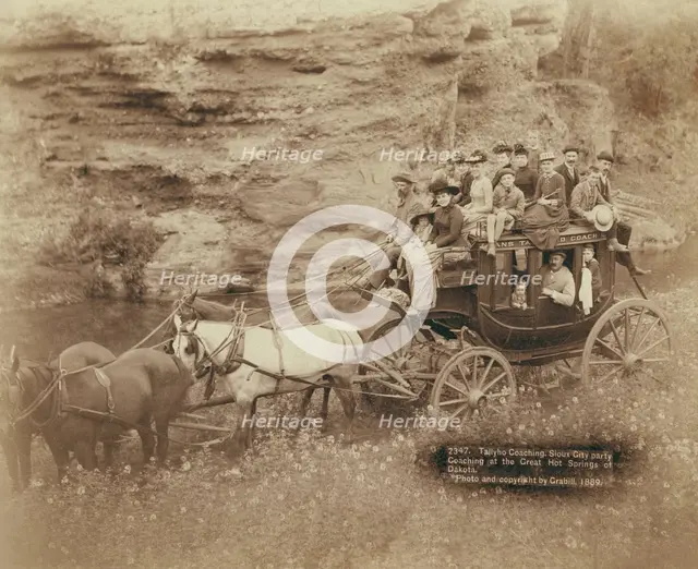 Tallyho Coaching Sioux City party Coaching at the Great Hot Springs of Dakota, 1889. Creator: John C. H. Grabill.