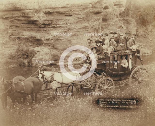 Tallyho Coaching Sioux City party Coaching at the Great Hot Springs of Dakota, 1889. Creator: John C. H. Grabill.