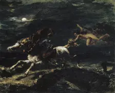 Tam O'Shanter pursued by witches, 1849. Creator: Eugene Delacroix