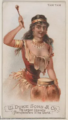 Tam Tam, from the Musical Instruments series (N82) for Duke brand cigarettes, 1888., 1888. Creator: Schumacher & Ettlinger