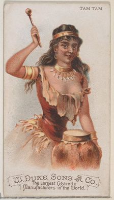 Tam Tam, from the Musical Instruments series (N82) for Duke brand cigarettes, 1888., 1888. Creator: Schumacher & Ettlinger