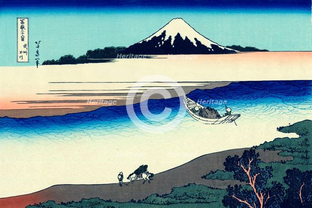 'Tama River in Musashi Province' (from a Series 36 Views of Mount Fuji), 1830-1833.  Artist: Hokusai