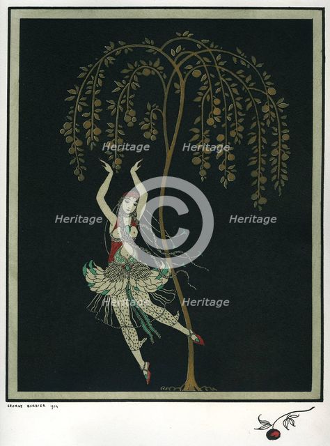 Tamara Karsavina in the ballet The Firebird by I. Stravinsky. Artist: Barbier, George (1882-1932)