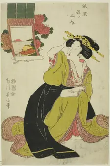 Tamatsushima, from the series "Three Fashionable Young Women (Furyu waka no..., Japan, c.1811/13. Creator: Kikukawa Eizan