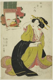 Tamatsushima, from the series "Three Fashionable Young Women (Furyu waka no..., Japan, c.1811/13. Creator: Kikukawa Eizan