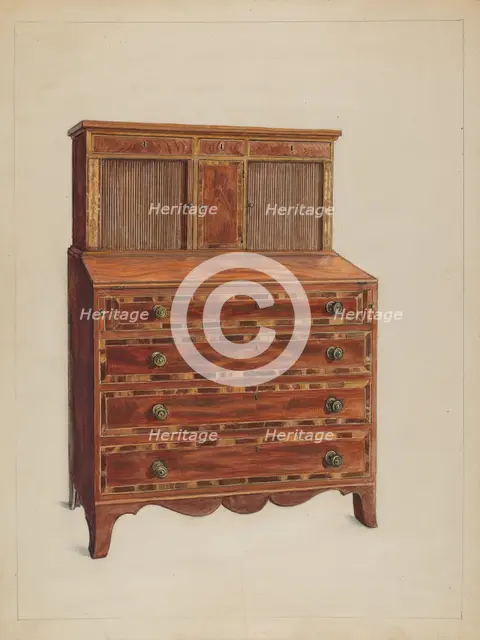 Tambour Desk, c. 1936. Creator: Bernard Gussow.