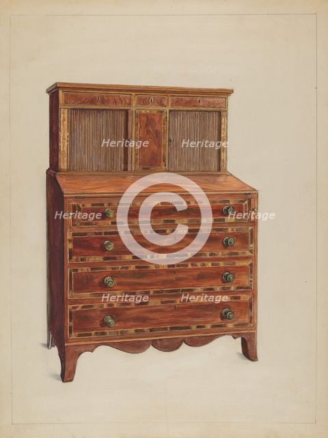 Tambour Desk, c. 1936. Creator: Bernard Gussow.