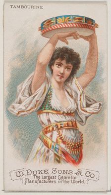 Tambourine, from the Musical Instruments series (N82) for Duke brand cigarettes, 1888., 1888. Creator: Schumacher & Ettlinger