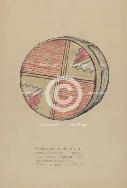 Tambourine or Hand Drum, 1935/1942. Creator: Melita Hofmann.