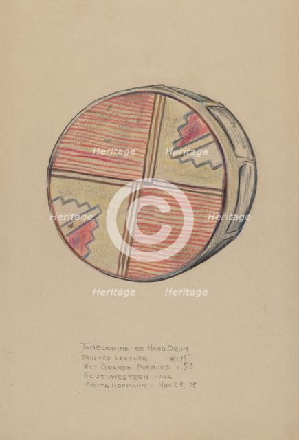 Tambourine or Hand Drum, 1935/1942. Creator: Melita Hofmann.