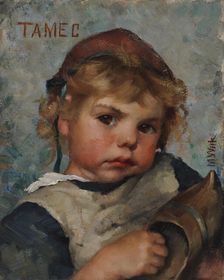 Tamec, Holding a Shoe, 1883. Creator: Maria Wiik