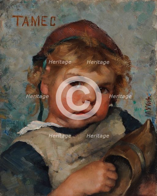 Tamec, Holding a Shoe, 1883. Creator: Maria Wiik.
