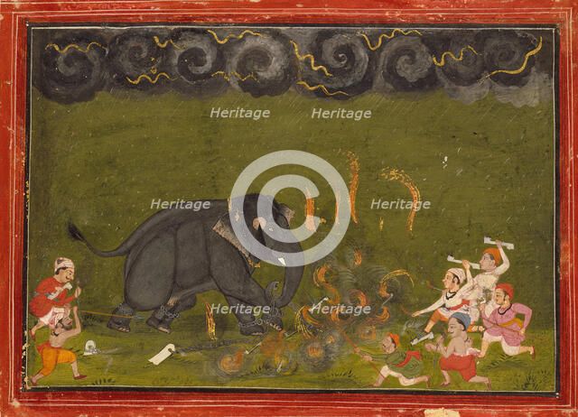 Taming of the Elephant Chanchal, 1760. Creator: Unknown.