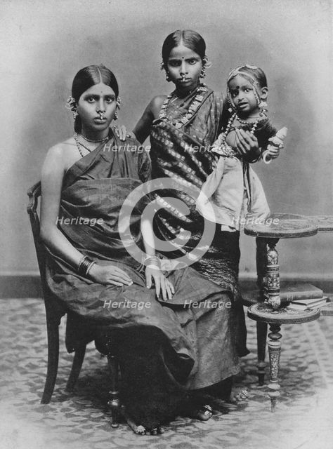 'Tamil Ladies with Far and Toe Ornaments', c1890, (1910). Artist: Alfred William Amandus Plate.