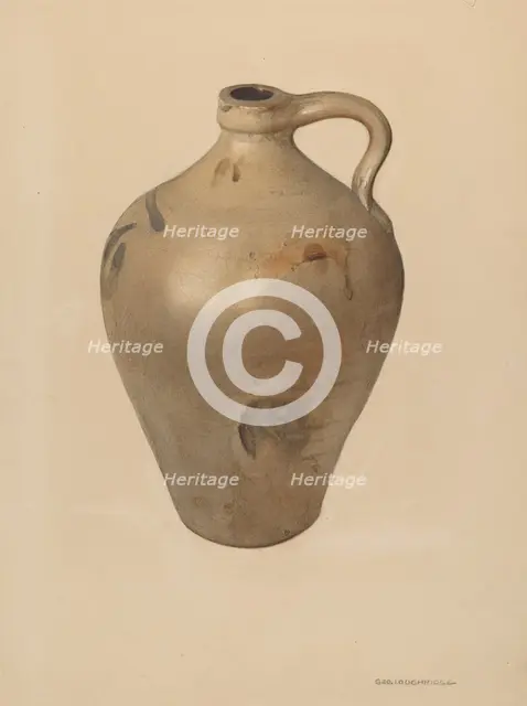 Tan Stoneware Jug, probably 1939. Creator: George Loughridge.