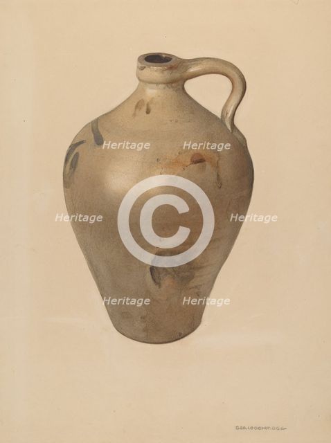 Tan Stoneware Jug, probably 1939. Creator: George Loughridge.