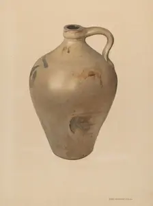 Tan Stoneware Jug, probably 1939. Creator: George Loughridge