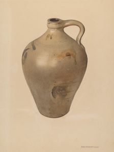 Tan Stoneware Jug, probably 1939. Creator: George Loughridge