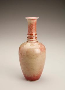 Tan vase with neck rings, 1662-1722. Creator: Unknown