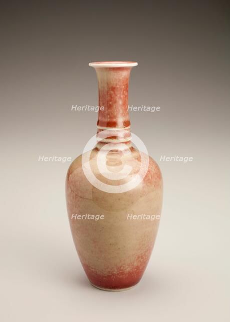 Tan vase with neck rings, 1662-1722. Creator: Unknown.