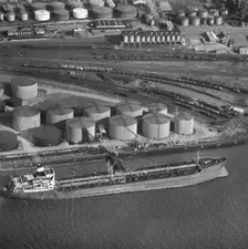 Tanker Esso Portsmouth at Shell Haven Oil Refinery, Thames Haven, Thurrock, Essex, 1967. Artist: Aerofilms