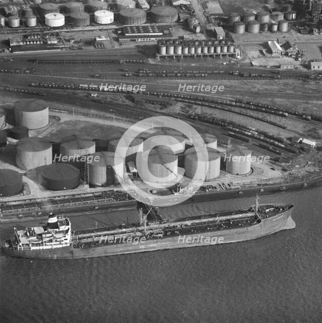 Tanker 'Esso Portsmouth' at Shell Haven Oil Refinery, Thames Haven, Thurrock, Essex, 1967. Artist: Aerofilms.