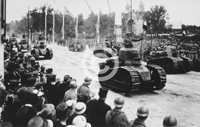 Tanks in the great victory parade, Paris, France, 14 July 1919. Artist: Unknown