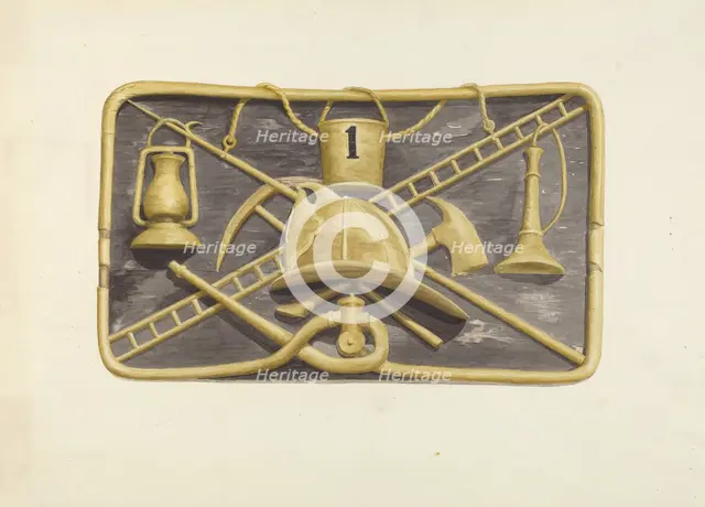 Taniscot Engine House Sign, 1935/1942. Creator: Curry M. Bartlett.