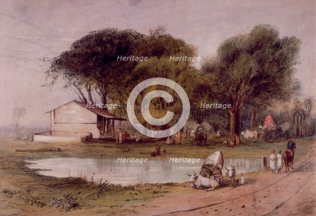 Tank and grove on Doums Road, near Surat, India, c1827-c1839. Creator: Archibald Arnott.