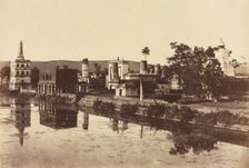 Tank and Temples at Bunshunkuree, c. 1857. Creator: Col. Thomas Biggs (British, 1822-1905); J. Murray, pl. 88