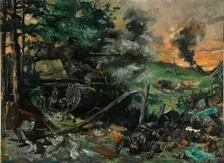 Tank battle, 1939-1946. Creators: Central Office of Information, Terence Tenison Cuneo