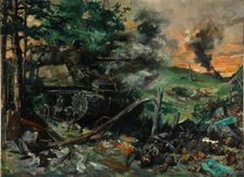 Tank battle, 1939-1946. Creators: Central Office of Information, Terence Tenison Cuneo