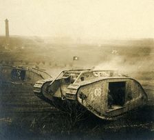 Tank on the move, c1914-c1918