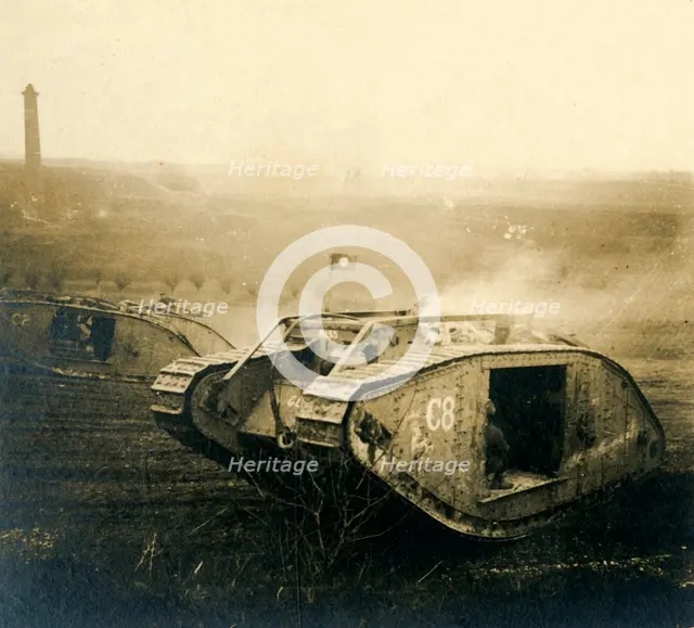 Tank on the move, c1914-c1918. Artist: Unknown.