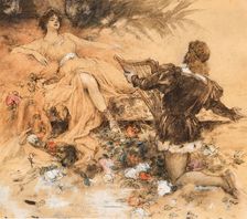 Tannhäuser and Venus in the Venusberg. Creator: Leeke, Ferdinand (1859-1937)
