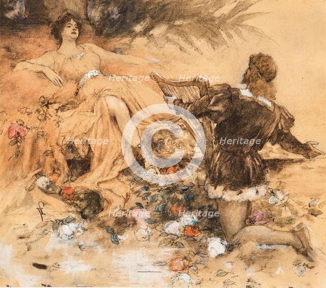 Tannhäuser and Venus in the Venusberg. Creator: Leeke, Ferdinand (1859-1937).