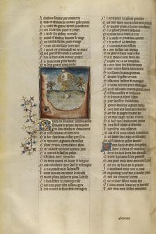 Tantalus and Ixion Suffering Torment in the Underworld; Roman de la Rose, about 1405. Creator: Unknown